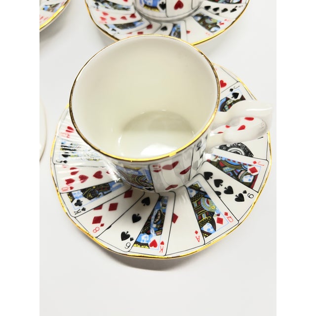 Illustration Vintage Staffordshire Demitasse Cup and Saucer - Set of 8 For Sale - Image 3 of 7