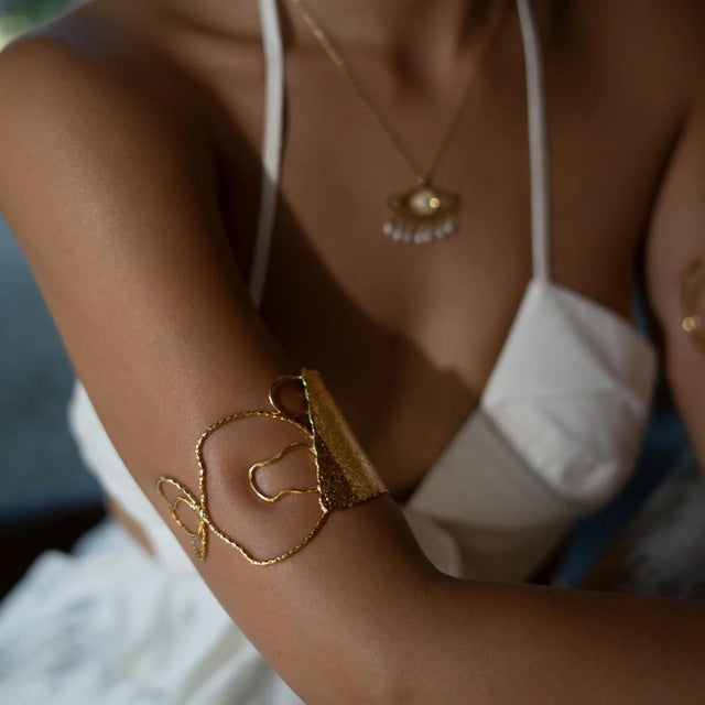 Golden Flame Arm & Cuff Bracelet For Sale - Image 12 of 13