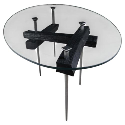 Coffee Table in Wood and Steel by Frederic Gaillard For Sale - Image 8 of 8