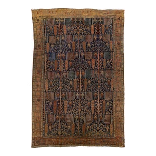 1900s Blue Antique Persian Bakshaish Wool Rug Handmade With Allover Design For Sale