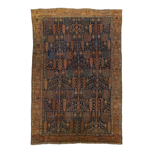 1900s Blue Antique Persian Bakshaish Wool Rug Handmade With Allover Design