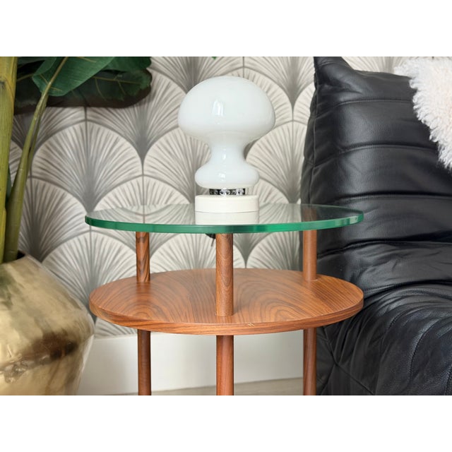 Wood Mid-Century Modern-Style Walnut Wood and Glass "Unison" Side Tables by Design Within Reach For Sale - Image 7 of 16