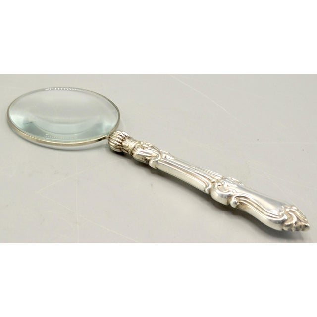 Metal Antique English Sterling Silver Magnifying Glass Hallmarked, Pair Available For Sale - Image 7 of 7