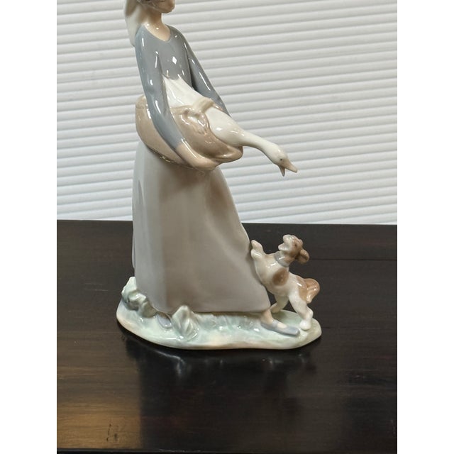 Fulgencio García for Lladró Girl With Goose and Dog Porcelain Figurine, Signed For Sale - Image 10 of 12