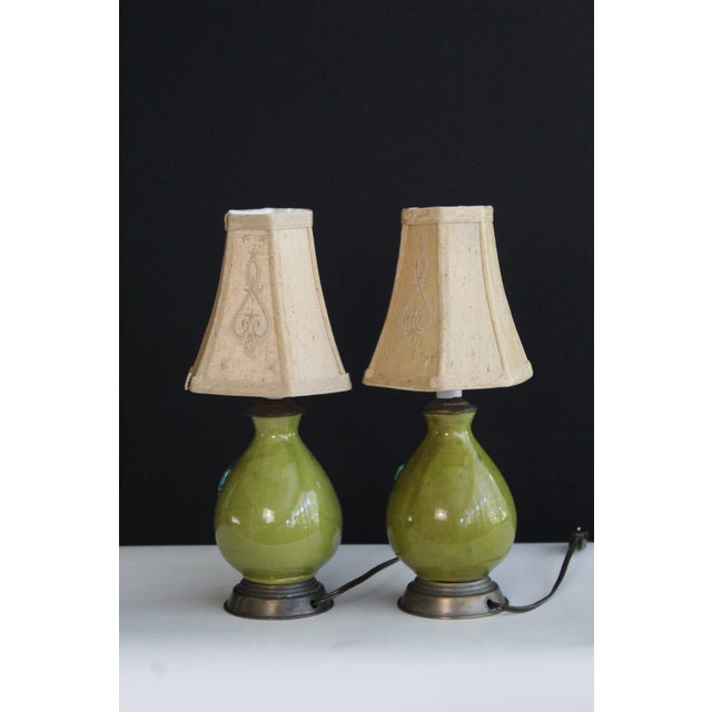 Green Mid 20th Century Petite Pair Bitossi Influence Lamps - a Pair For Sale - Image 8 of 12