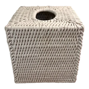 Late 20th Century White Wicker Tissue Box Cover