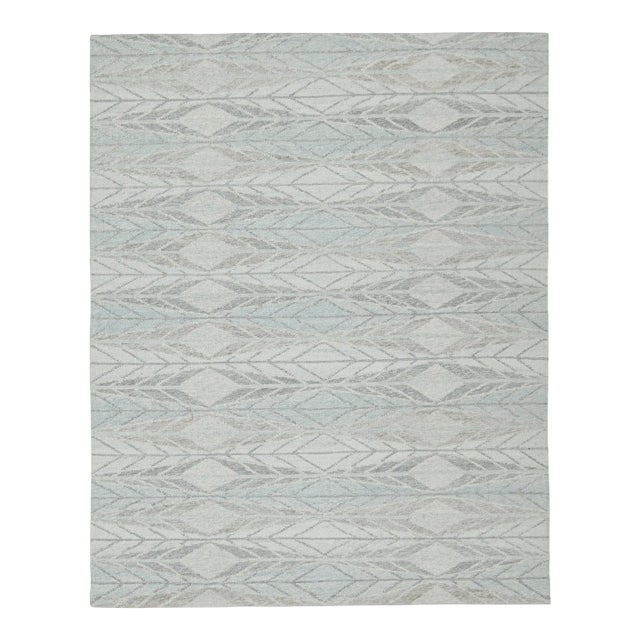Rug & Kilim’s Scandinavian Outdoor Rug in Blue & Gray Geometric Pattern - 10'x14' For Sale