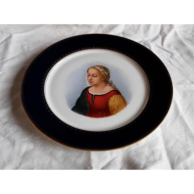 Vintage Plate in White Porcelain by Meissen with Colored Portrait of the St. Mary, 1970s, in Very Good conditions....