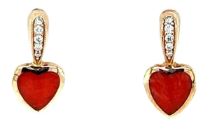 Kabana 14k Rose Gold Diamond Spiny Oyster Shell Heart Earrings - 2 Pieces
