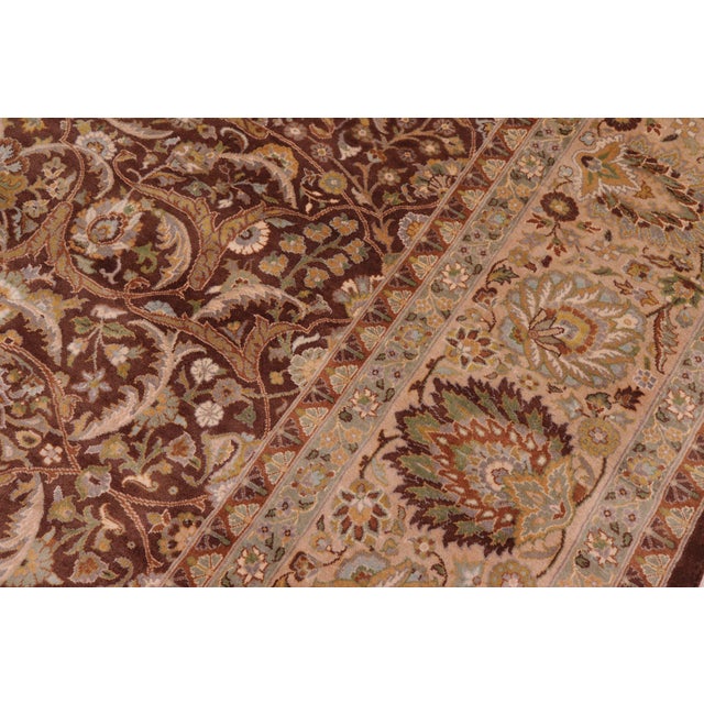 Renaissance Art Nouveau 1990's Pak-Persian Brown/Tan Wool Rug - 9'1'' X 12'2'' For Sale - Image 3 of 9