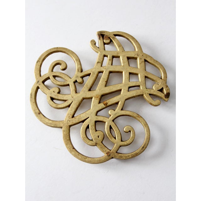 MidCentury Brass Thomas Jefferson Monticello Cipher Trivet Chairish