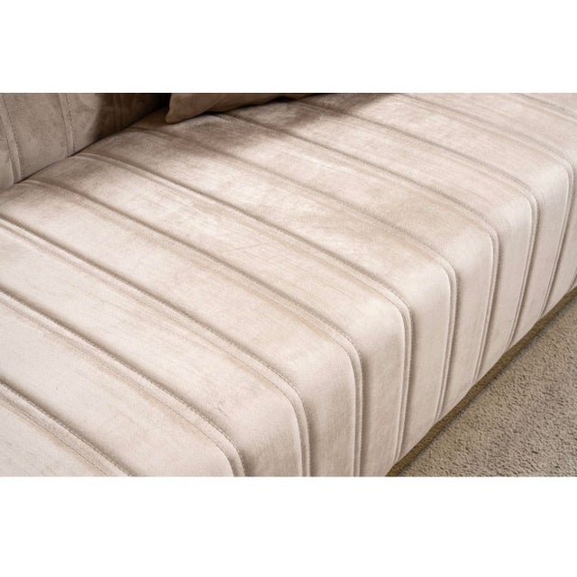 New Luna 3–Piece Channel Tufted Gold Accent Luxury Sofa Set - Sofa , Loveseat & Chair For Sale - Image 15 of 18