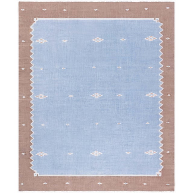 Doris Leslie Blau Mid-Century Indian Dhurrie Classic Taupe Flatweave Cotton Rug For Sale