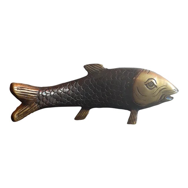 1940s Solid Bronze & Brass Koi Fish Sculpture For Sale