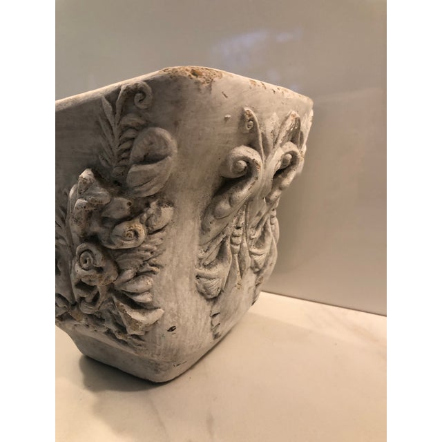 Late 20th Century Vintage Concrete Planter With Floral Design For Sale - Image 5 of 9