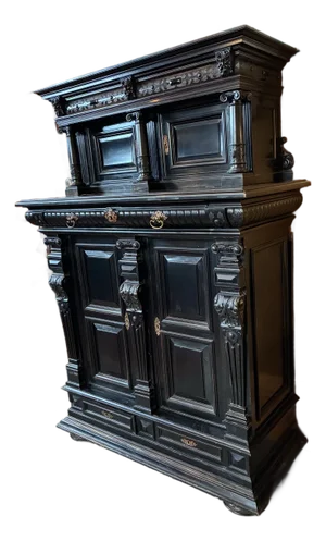 Antique Napoleon III Ebonized Two Part Cabinet