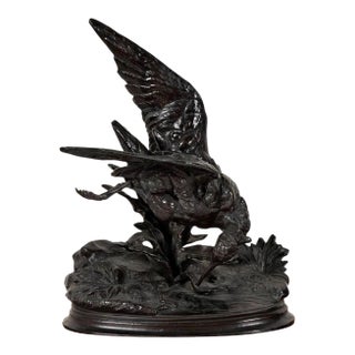 Antique Jules Moigniez French Bronze Sandrpiper Bird Sculpture For Sale