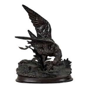 Antique Jules Moigniez French Bronze Sandrpiper Bird Sculpture