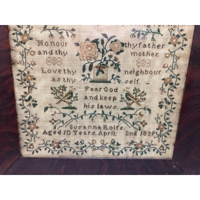 19th Century Needlework Sampler Dated 1839 Signed Susanna Rolfe in Period Frame For Sale In New York - Image 6 of 9