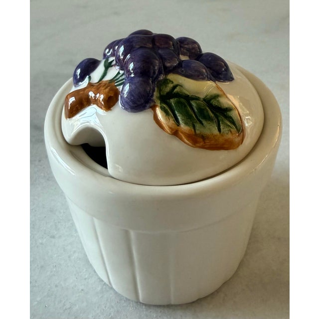 Pair of Vintage Ceramic Jam Serving Jars For Sale In Austin - Image 6 of 10