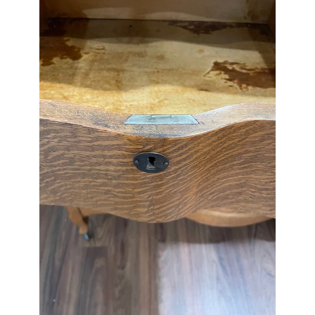 1890s Antique Serpentine Tiger Oak Dresser With Mirror Obo For Sale - Image 14 of 14