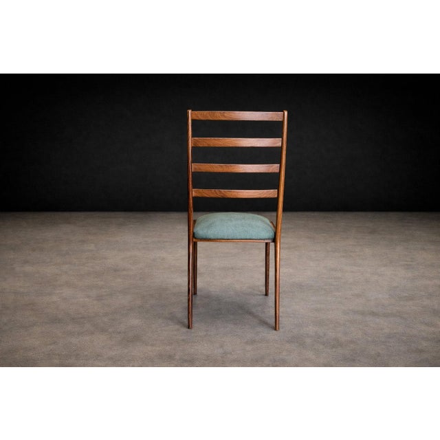 Set of Six Dining Chairs in Caviuna Hardwood and Suede by Angelini, Brazil, 1950s For Sale - Image 14 of 15