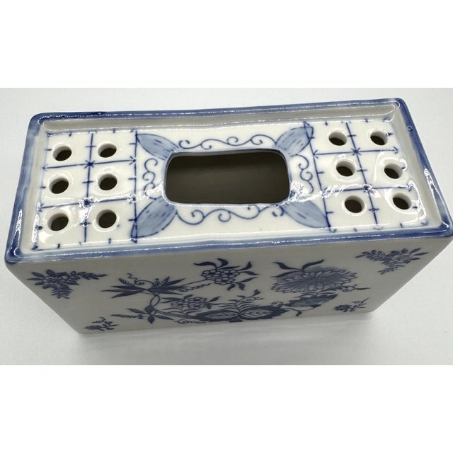 Vintage MCM Andrea by Sadek Porcelain Blue Onion Frog Brick Vase For Sale - Image 4 of 6