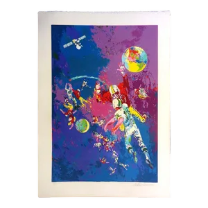 1990s LeRoy Neiman "Satellite Football" Hand Signed Sports Serigraph on Paper