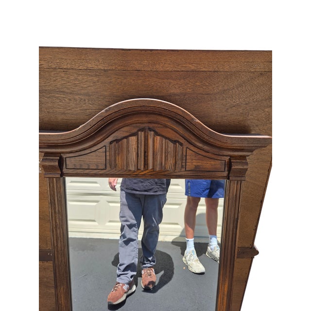 1980s 1980s Ethan Allan Console Wall Mirror Charter Oak Jacobean Gothic For Sale - Image 5 of 10