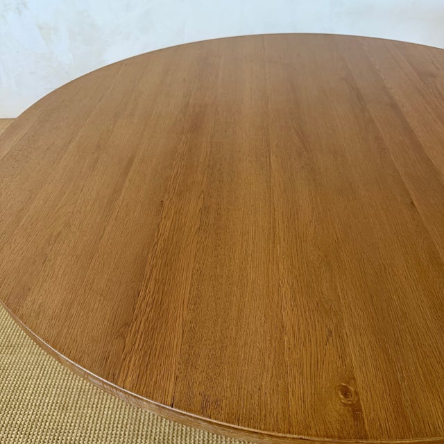 Lavene Solid Oak Fluted Pedestal Dining Table – Montana Brown Finish 60" For Sale In Los Angeles - Image 6 of 11