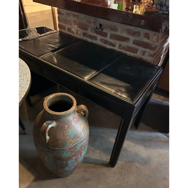 Vintage Boho Nailhead Leather Desk For Sale - Image 9 of 9