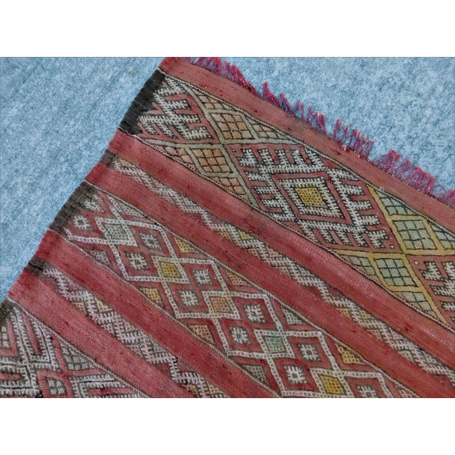 1960s 1960s Vintage Mid-Century Flatwoven Moroccan Kilim Rug 3'x 5'10" For Sale - Image 5 of 13