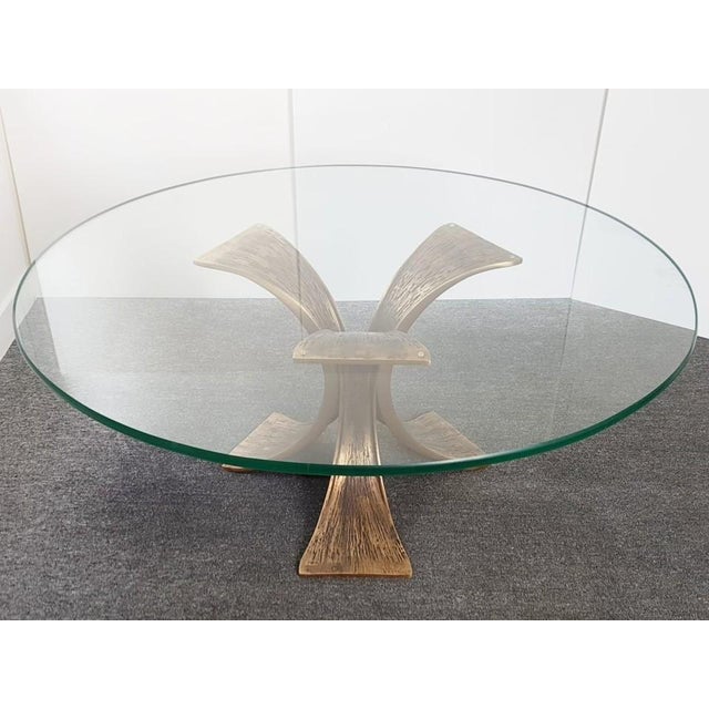 Brutalist Vintage Brutalist Coffee Table in Bronze and Glass, 1970s For Sale - Image 3 of 12