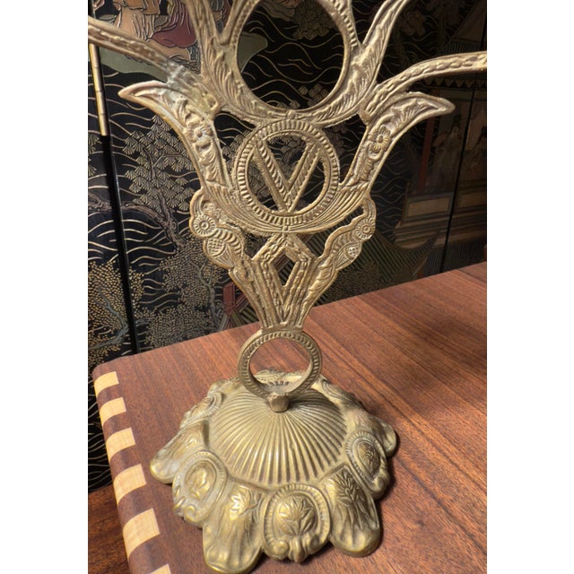 1900 - 1909 Antique Art Nouveau Period Pair of Neoclassical Three-Light Candlesticks, Gilt Brass or Bronze, Continental Europe, C. 1900 For Sale - Image 5 of 12