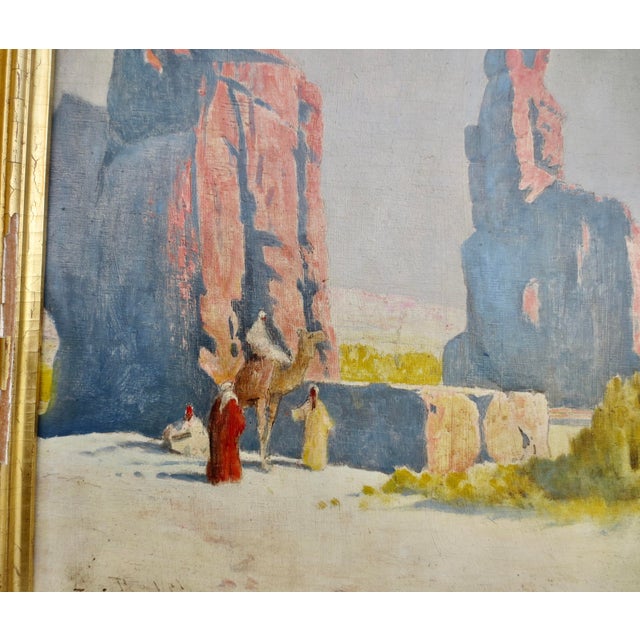 Baby Blue John Ralph Egyptian Scene on Panel Circa 1910 For Sale - Image 8 of 10
