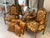 Baroque Louis XVI Style Vintage Gold Hand Carved Chairs With Atelier Versace Style Fabric For Sale - Image 3 of 13