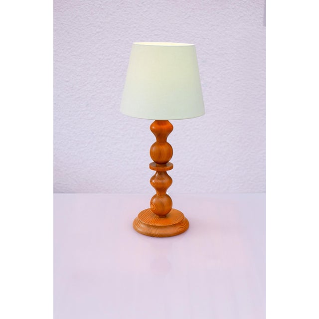 Mid-Century Modern Large Vintage Pine Table Lamp from Markslöjd, 1970s For Sale - Image 3 of 13
