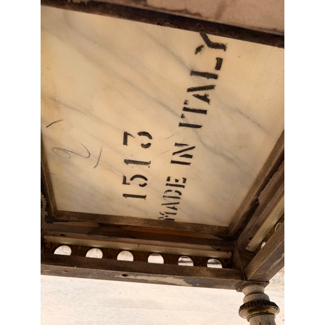 White A Pair of Mid Century French-Style Mahogany and Marble-Topped End Tables For Sale - Image 8 of 12