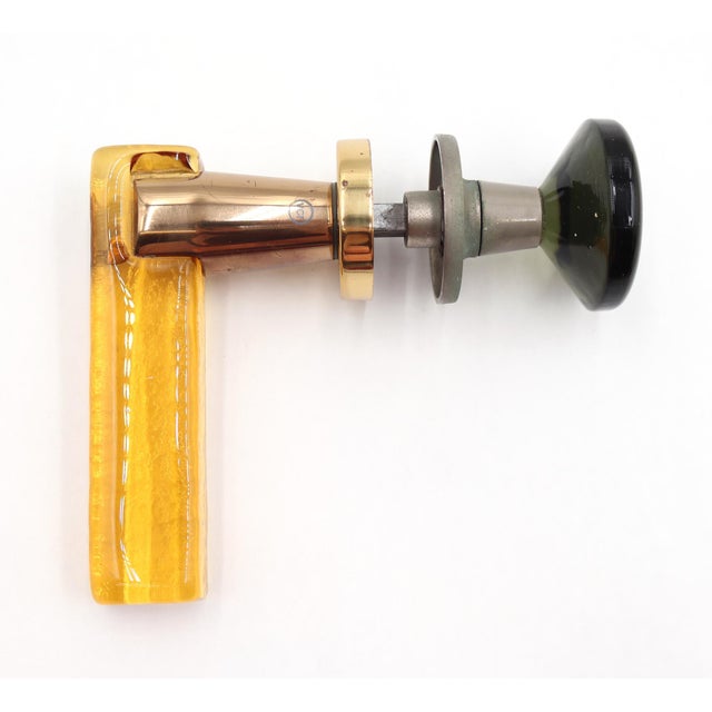 Mid-Century Modern Vintage Mid Century Glass & Lucite Lever Door Set For Sale - Image 3 of 7