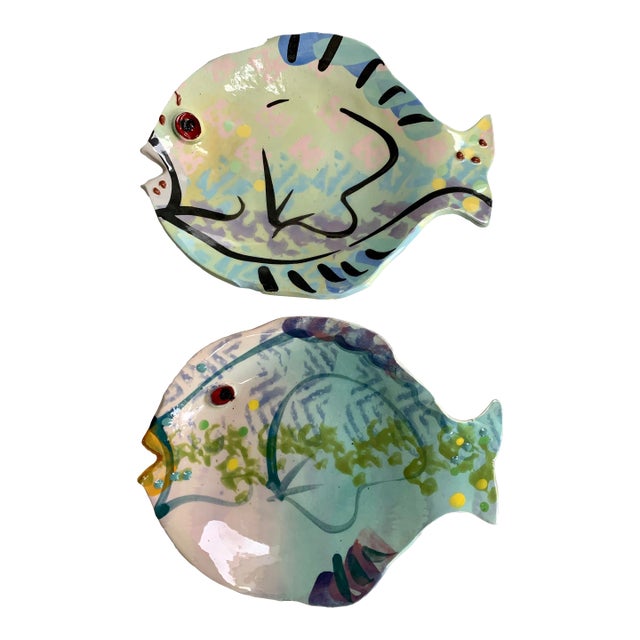 Set of 2 Vintage Fish Bowls Hand Painted Chairish