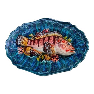 Mid-Century Majolica Palissy Fish Sealife Platter Vallauris For Sale