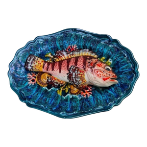 Mid-Century Majolica Palissy Fish Sealife Platter Vallauris