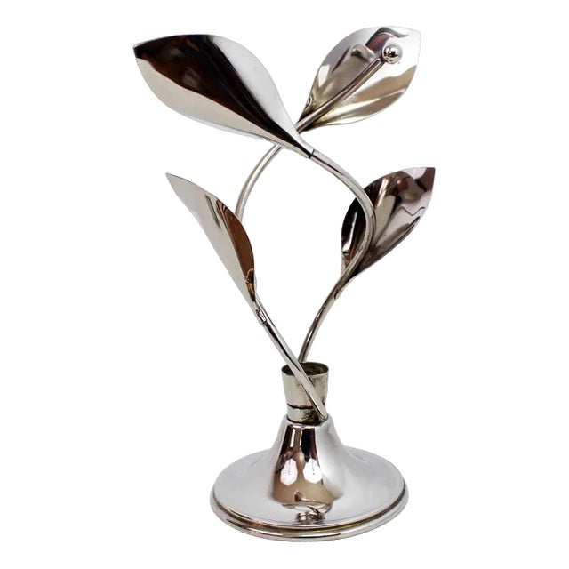 Vintage Silver Candleholder, 1980s For Sale