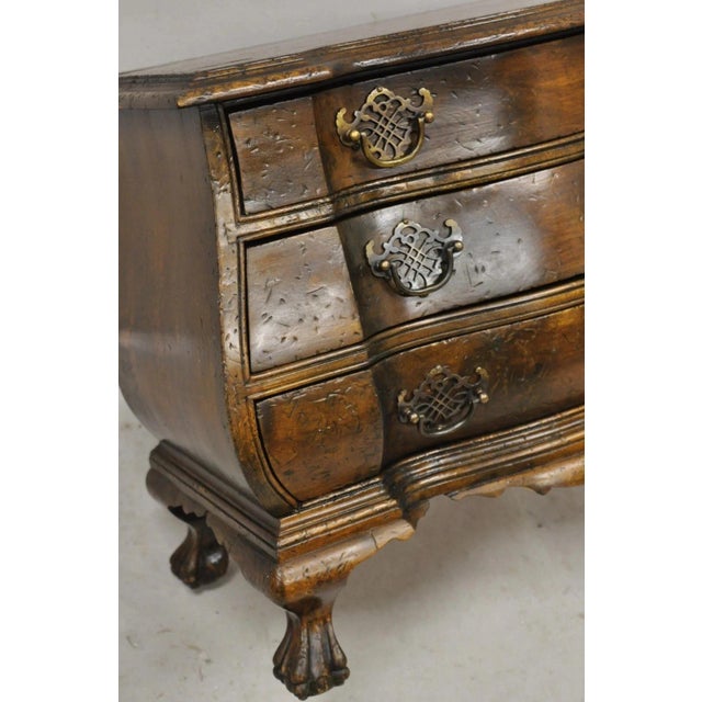 Vintage Small Salesman Sample Chippendale Georgian Style 3 Drawer Bombe Commode For Sale - Image 9 of 12
