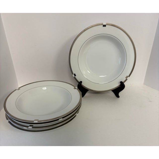 Mikasa Mikasa Imperial Platinum Fine China Soup Bowls, Set of 6 – Minimalist Platinum Banded Dinnerware For Sale - Image 4 of 8