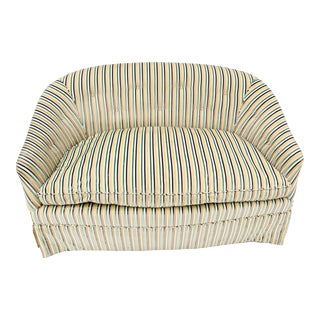 Modern Stripe Velvet Upholstery With Down Cushion Seat Loveseat For Sale