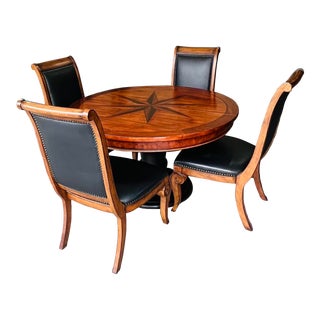 Henredon Up to 52" - 74.25" Extension Dining Table and Chairs Set of 6 For Sale