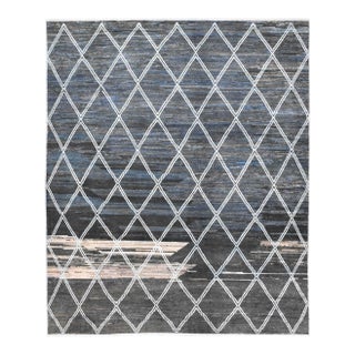 Blue & Black Modern Wool Rug For Sale