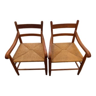 1970s Vintage Charles Webb Rush Seat Chairs For Sale