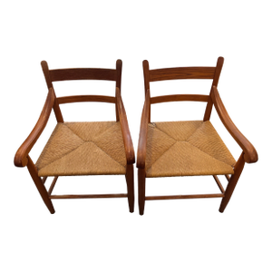 1970s Vintage Charles Webb Rush Seat Chairs